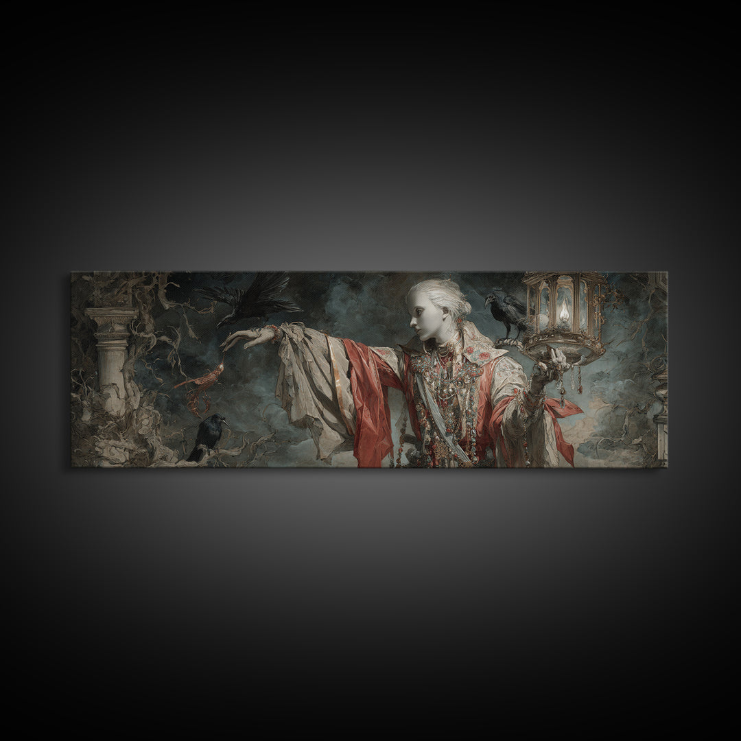 The Crossroads Spirit, Ornate Symbolist Art, Extra Wide Wall Art, Gothic Horror Wall Art, Framed Canvas Print, Halloween Wall Art