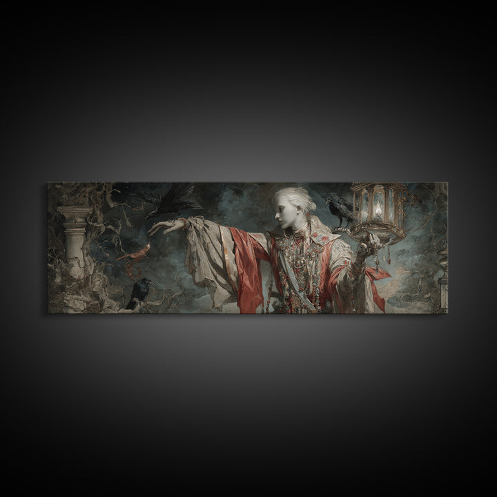 The Crossroads Spirit, Ornate Symbolist Art, Extra Wide Wall Art, Gothic Horror Wall Art, Framed Canvas Print, Halloween Wall Art