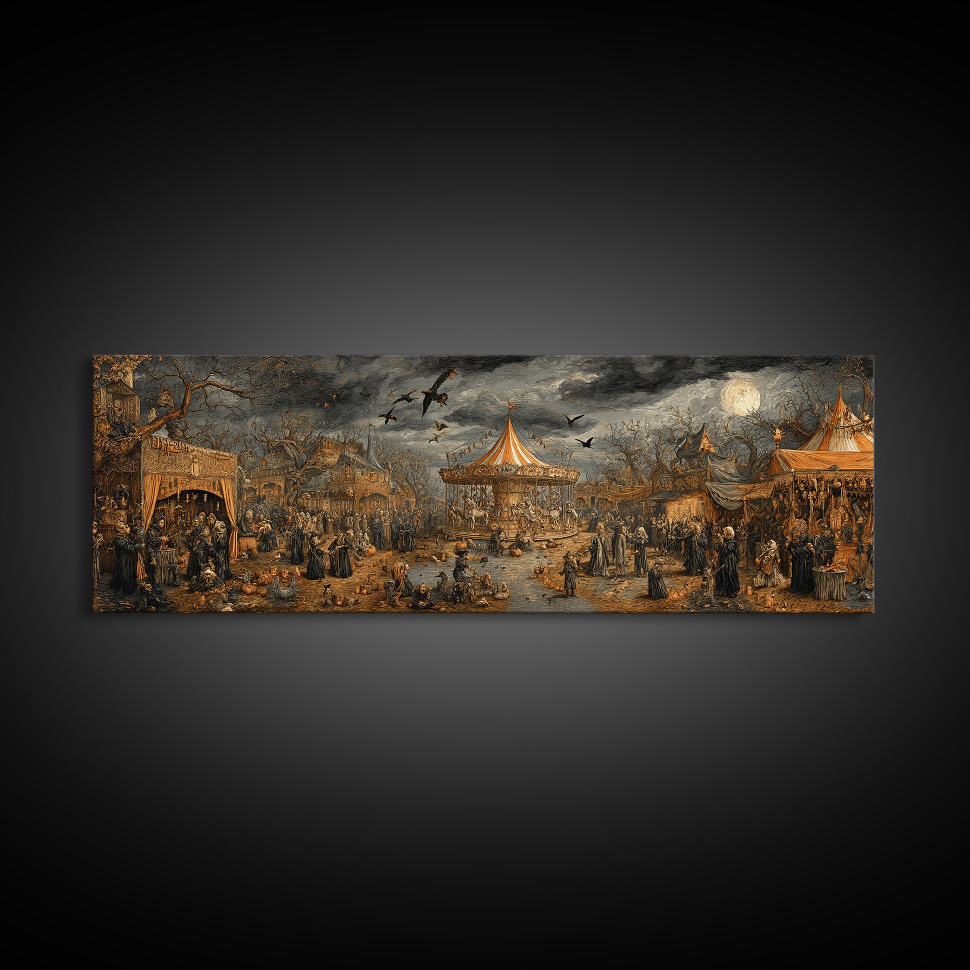The Abandoned Carnival, Medieval Grotesque Art, Extra Wide Wall Art, Macabre Wall Art, Canvas Print, Halloween Wall Art