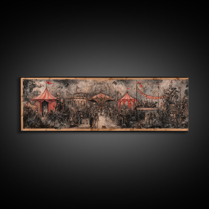 The Abandoned Carnival, Symbolist Dream Art, Extra Wide Wall Art, Gothic Horror Wall Art, Canvas Print, Halloween Wall Art