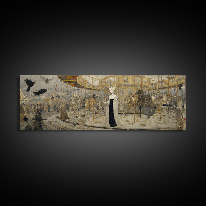 The Abandoned Carnival, Symbolist Death Art, Extra Wide Wall Art, Gothic Horror Wall Art, Framed Canvas Print, Halloween Wall Art