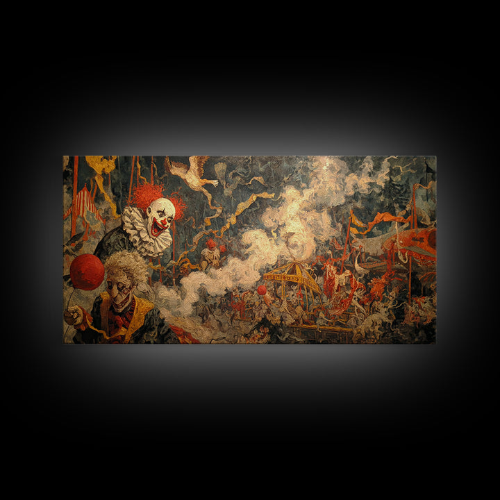 The Abandoned Carnival, Grotesque Carnival Art, Wide Panoramic Art, Dark Fantasy Wall Art, Canvas Print, Halloween Wall Art