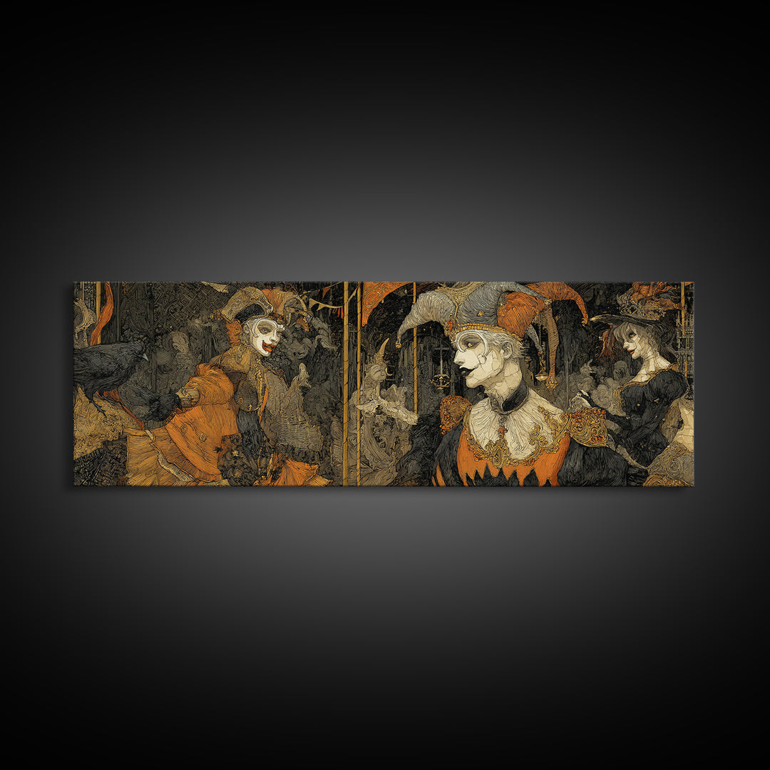 The Abandoned Carnival, Stained Glass Gothic Art, Extra Wide Wall Art, Dark Fantasy Wall Art, Canvas Print, Halloween Wall Art