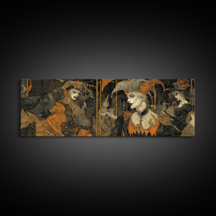 The Abandoned Carnival, Stained Glass Gothic Art, Extra Wide Wall Art, Dark Fantasy Wall Art, Canvas Print, Halloween Wall Art