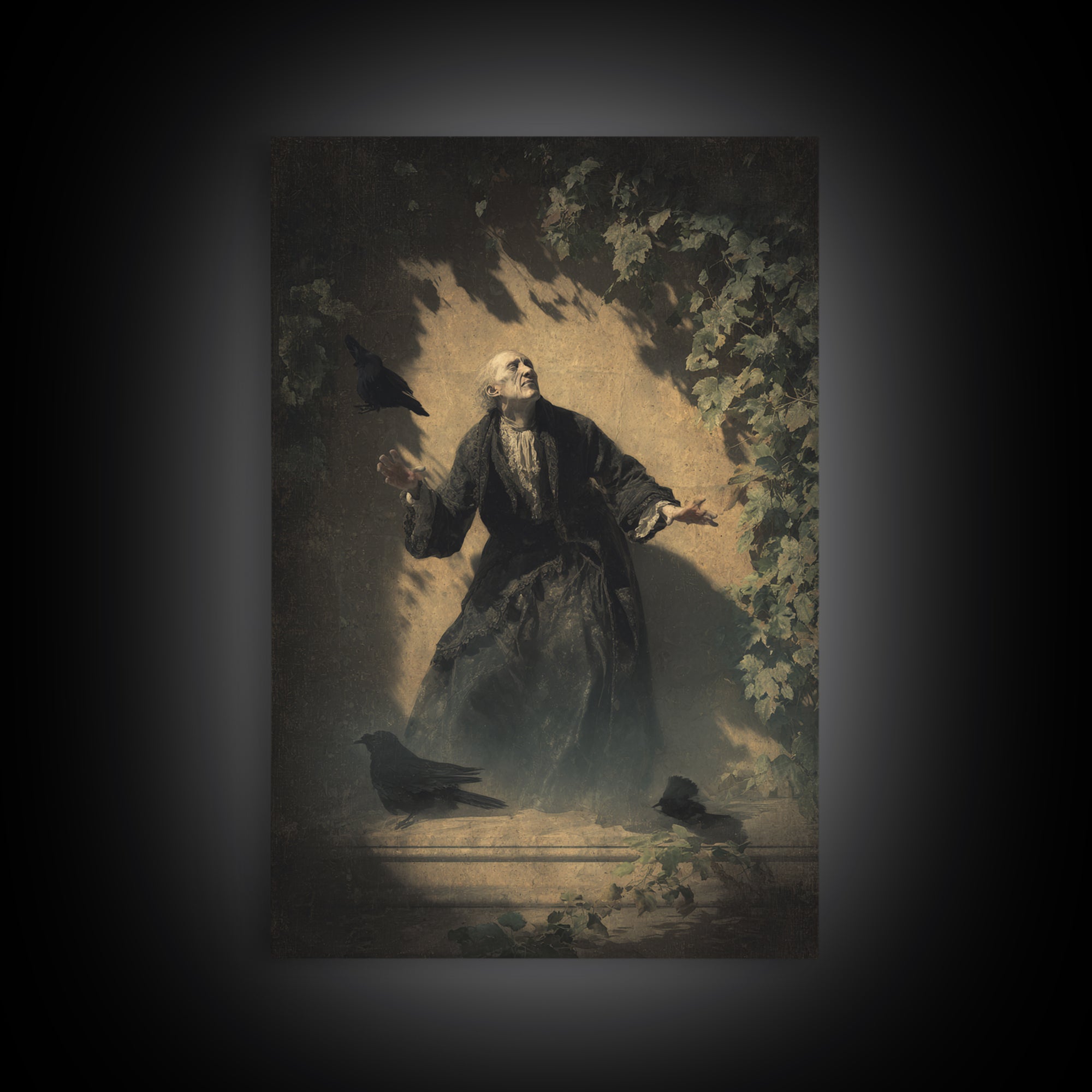 The Haunted Manor, Dark Romantic Horror Art, Vertical Wall Art, Gothic Horror Wall Art, Canvas Print, Halloween Wall Art