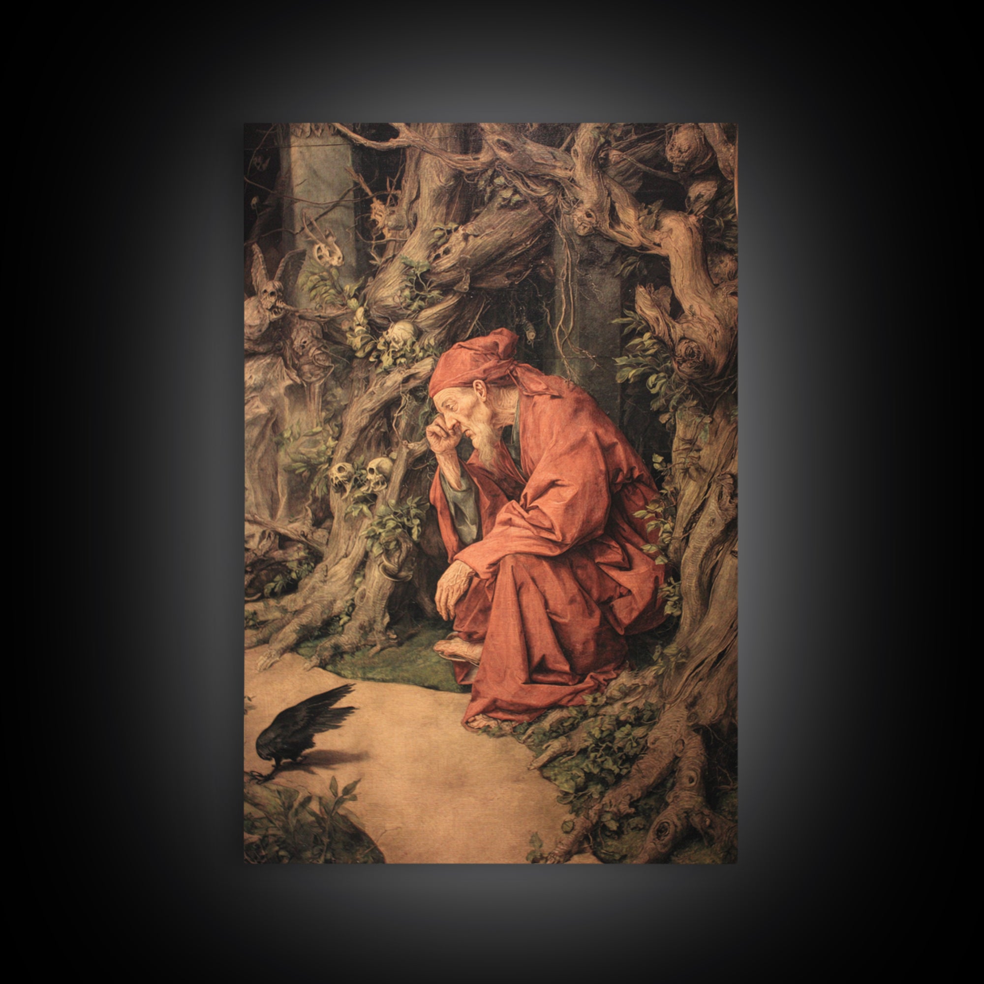 The Witch'S Forest, Dark Renaissance Art, Vertical Wall Art, Dark Halloween Decor, Framed Canvas Print, Halloween Wall Art