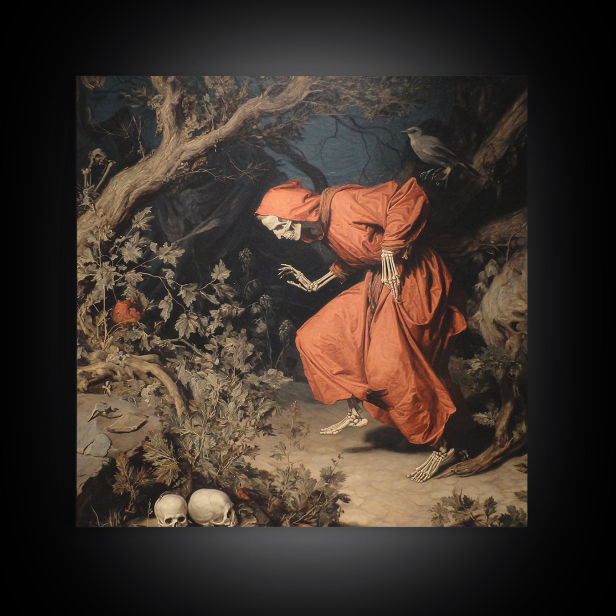 The Witch'S Forest, Danse Macabre Art, Square Wall Art, Dark Halloween Decor, Canvas Print, Halloween Wall Art