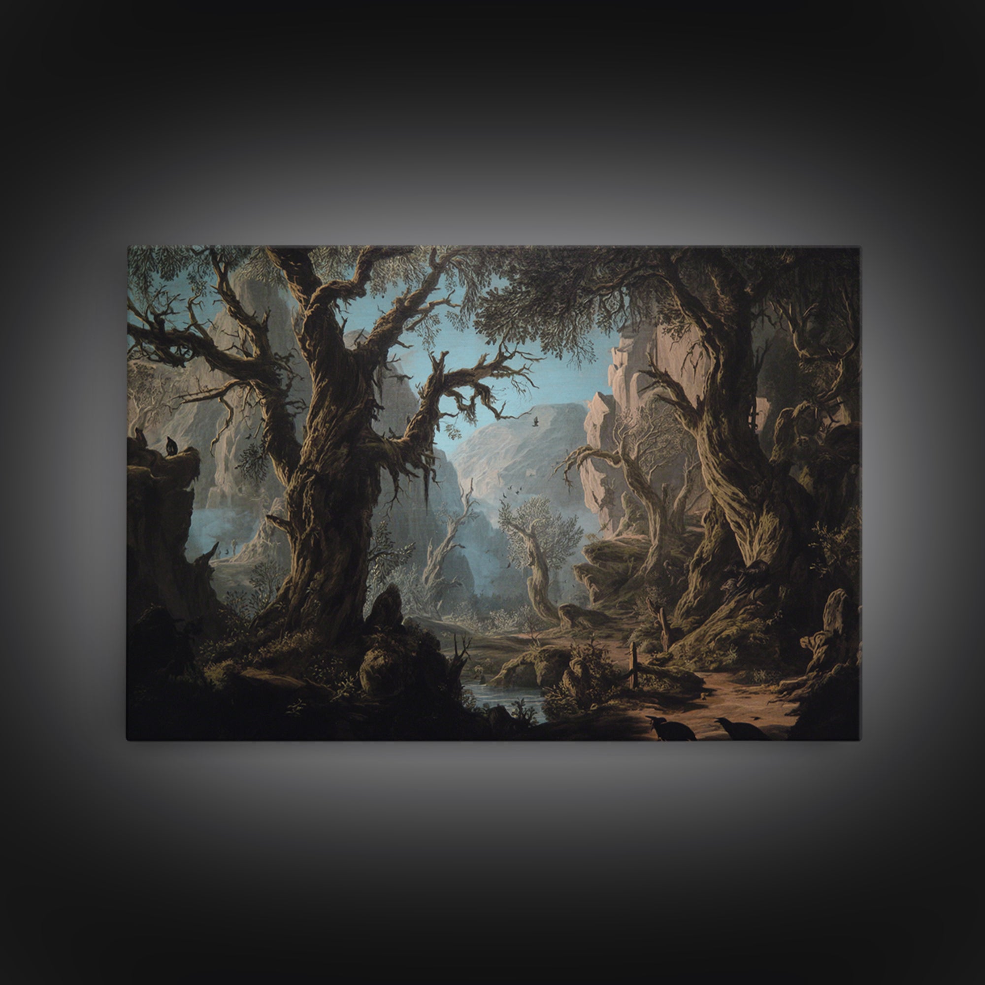 The Witch'S Forest, Baroque Witchcraft Art, Landscape Wall Art, Macabre Wall Art, Framed Canvas Print, Halloween Wall Art