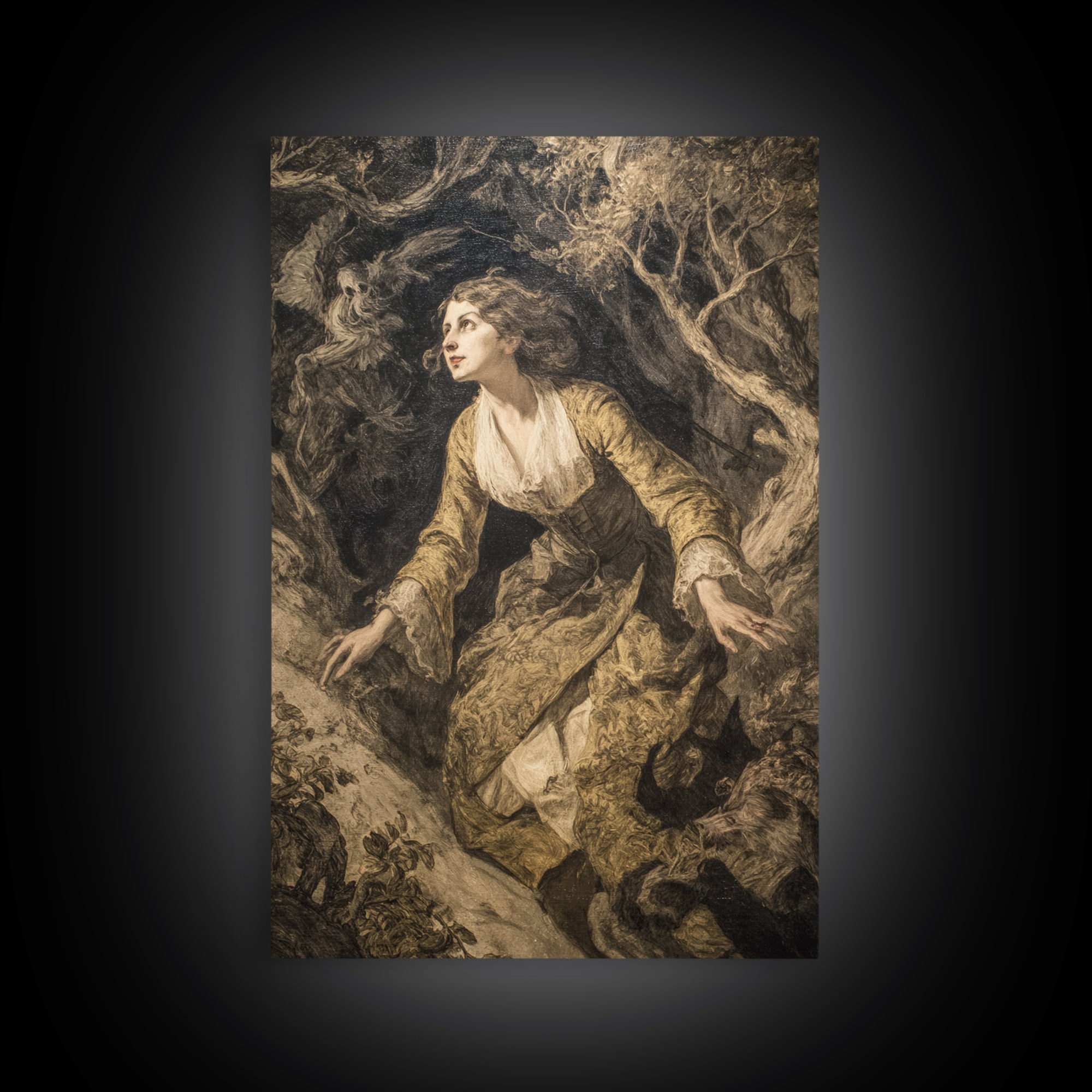 The Witch'S Forest, Dark Romantic Horror Art, Vertical Wall Art, Macabre Wall Art, Canvas Print, Halloween Wall Art, Dark Fantasy Art