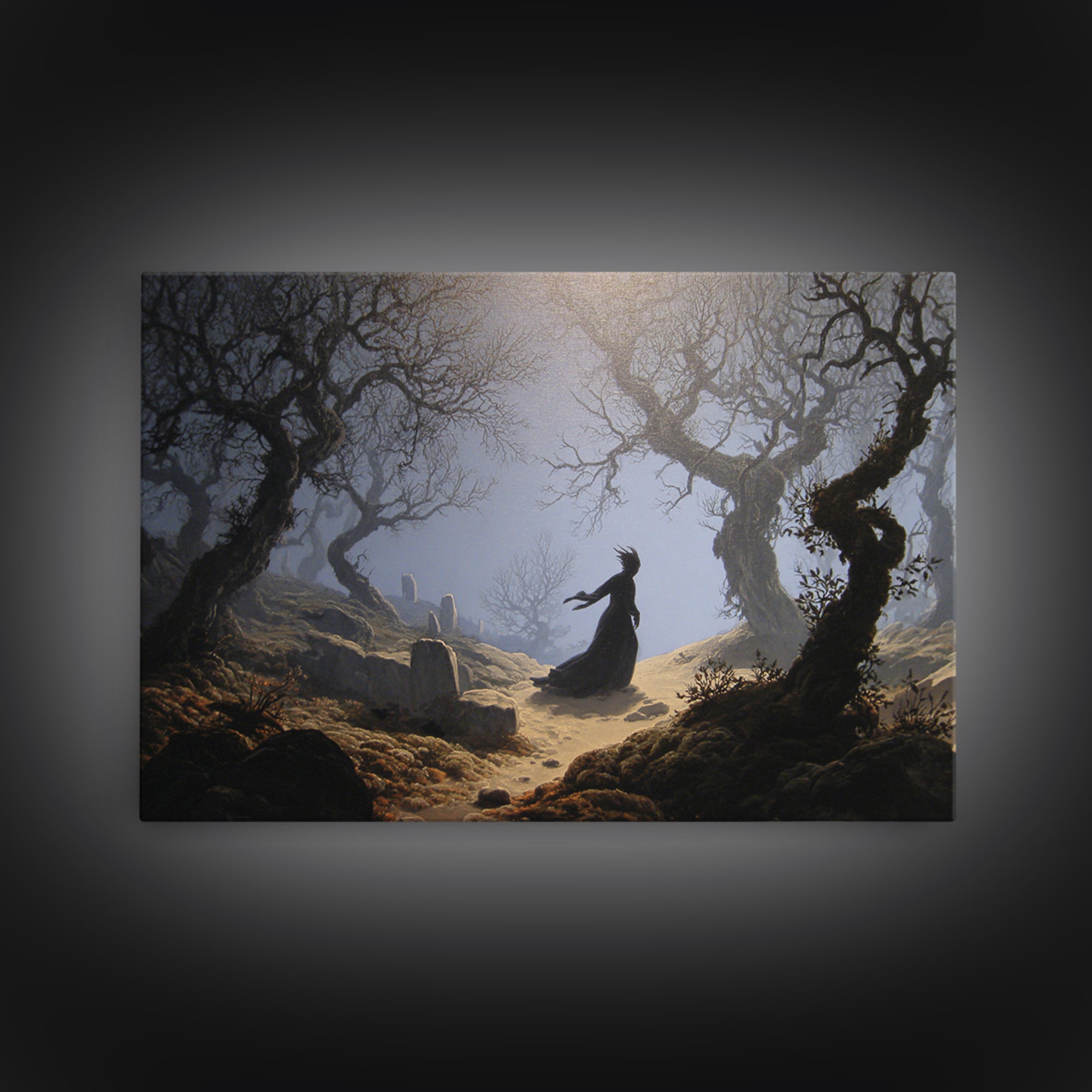 The Witch'S Forest, Romantic Gothic Landscape, Landscape Wall Art, Dark Fantasy Wall Art, Framed Canvas Print, Halloween Wall Art