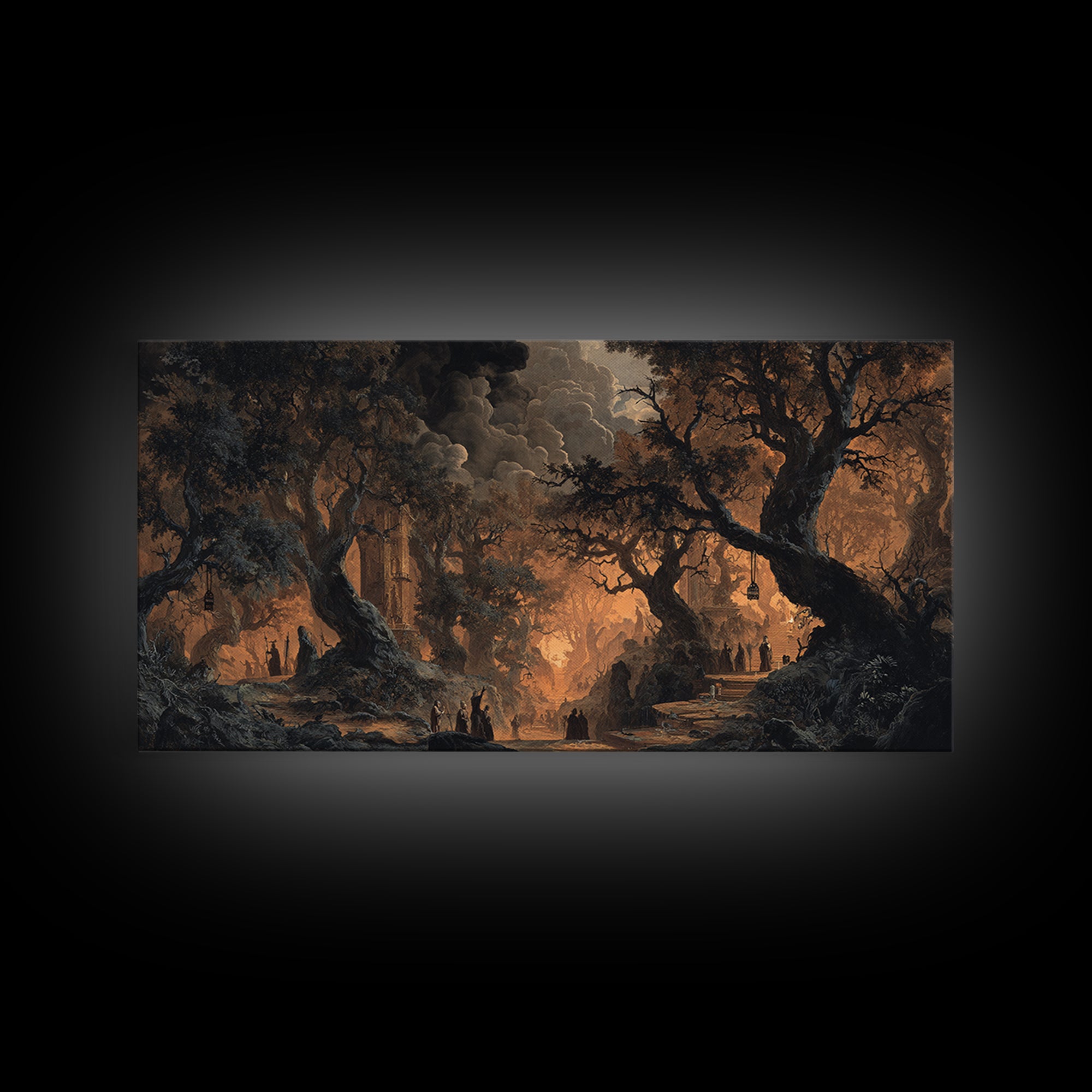 The Witch'S Forest, Apocalyptic Romantic Art, Wide Panoramic Art, Gothic Horror Wall Art, Canvas Print, Halloween Wall Art