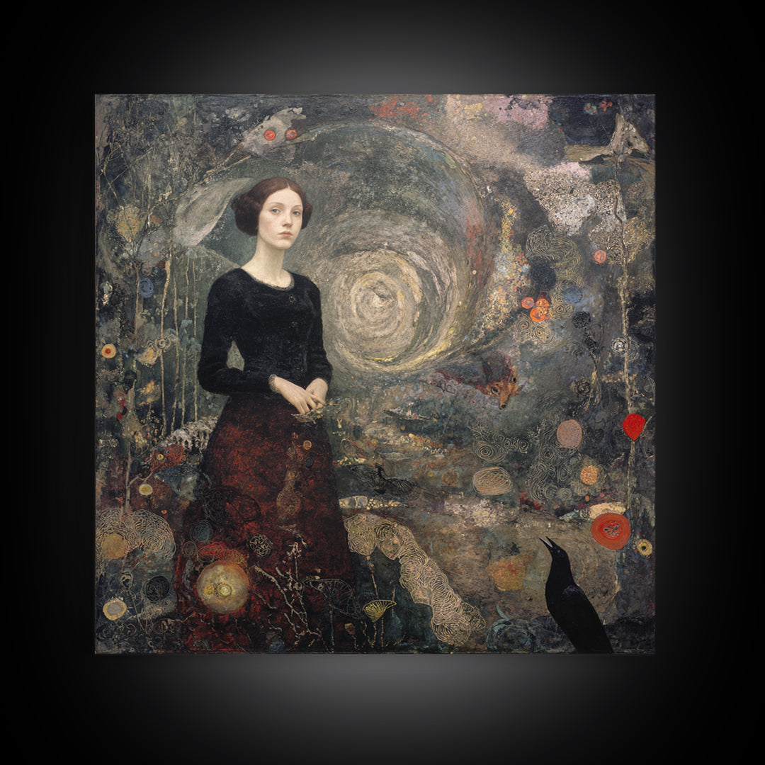 The Witch'S Forest, Symbolist Dream Art, Square Wall Art, Dark Halloween Decor, Canvas Print, Halloween Wall Art, Gothic Home Decor