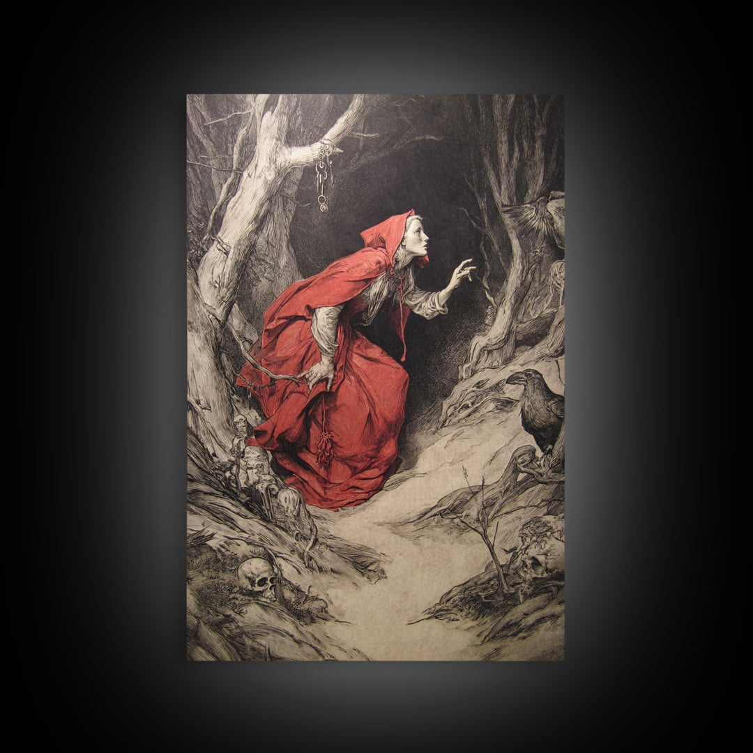 The Witch'S Forest, Decadent Gothic Art, Vertical Wall Art, Dark Fantasy Wall Art, Canvas Print, Halloween Wall Art