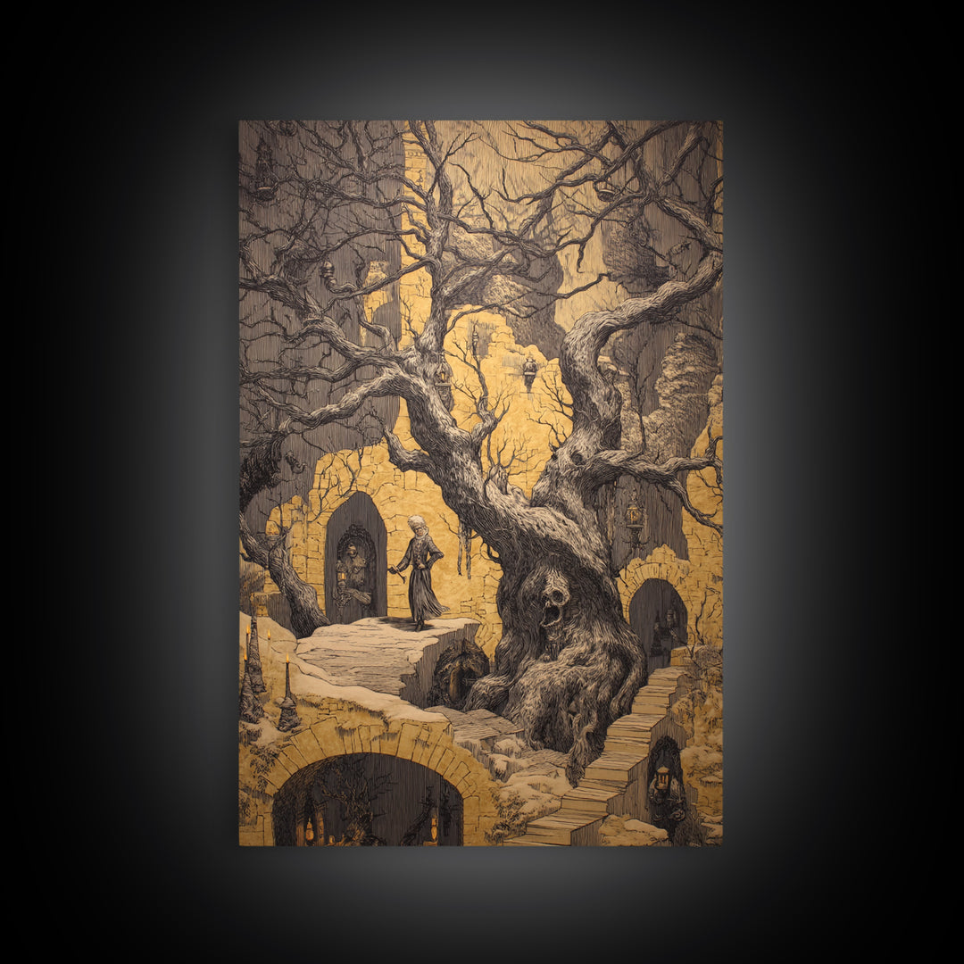 The Witch'S Forest, Victorian Macabre Art, Vertical Wall Art, Macabre Wall Art, Canvas Print, Halloween Wall Art, Gothic Home Decor