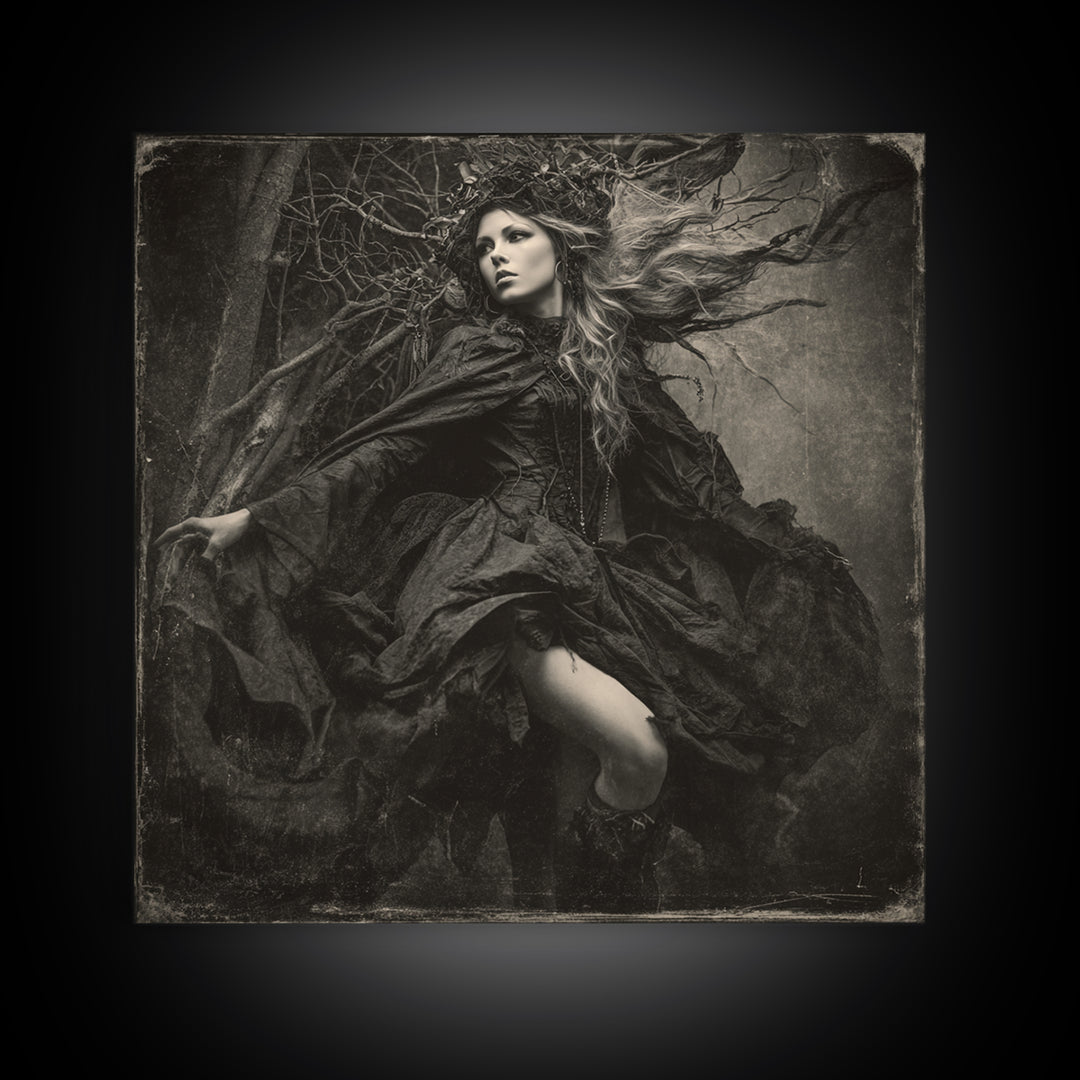 The Witch'S Forest, Biomechanical Horror Art, Square Wall Art, Dark Fantasy Wall Art, Canvas Print, Halloween Wall Art, Seasonal Home Decor