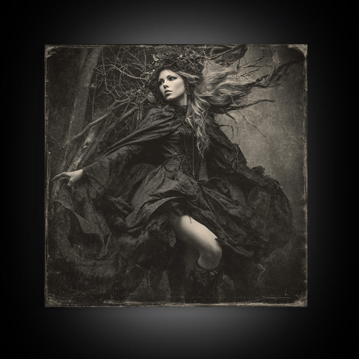 The Witch'S Forest, Biomechanical Horror Art, Square Wall Art, Dark Fantasy Wall Art, Canvas Print, Halloween Wall Art, Seasonal Home Decor