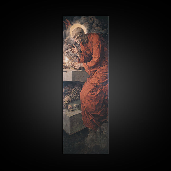 The Forgotten Crypt, Dark Renaissance Art, Tall Narrow Wall Art, Macabre Wall Art, Canvas Print, Halloween Wall Art
