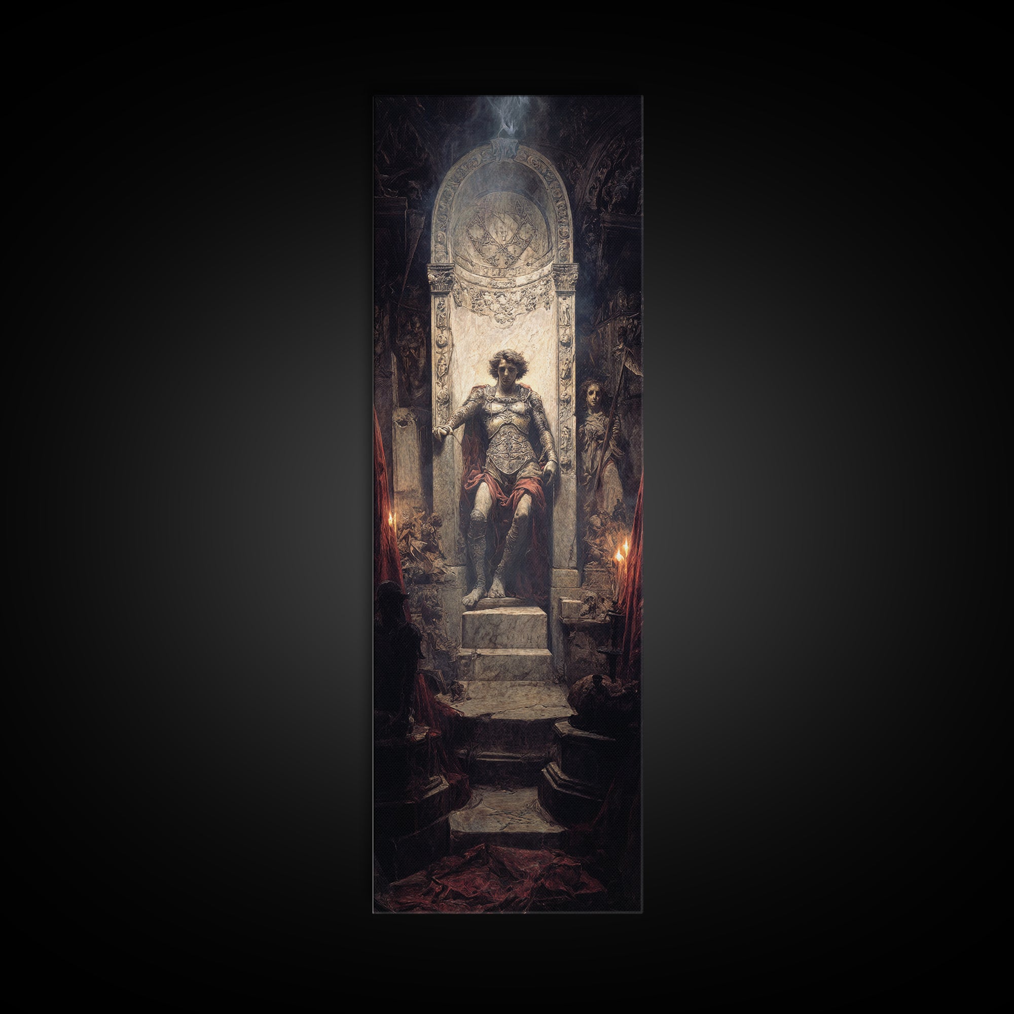 The Forgotten Crypt, Ornate Symbolist Art, Tall Narrow Wall Art, Dark Halloween Decor, Framed Canvas Print, Halloween Wall Art