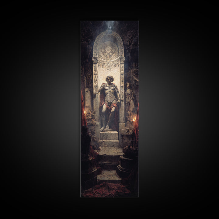 The Forgotten Crypt, Ornate Symbolist Art, Tall Narrow Wall Art, Dark Halloween Decor, Framed Canvas Print, Halloween Wall Art