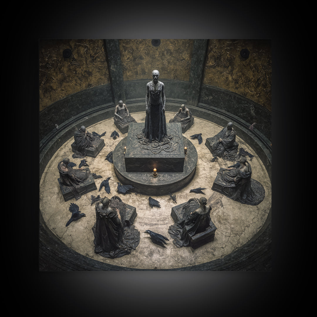 The Forgotten Crypt, Dark Symbolist Art, Square Wall Art, Macabre Wall Art, Canvas Print, Halloween Wall Art, Horror Wall Art