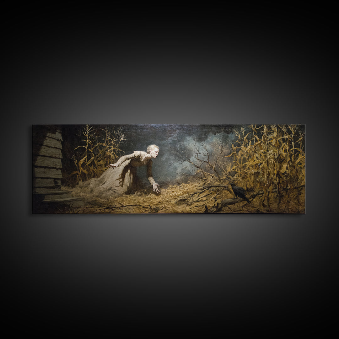 The Possessed Farmhouse, Gothic Nightmare Art, Extra Wide Wall Art, Dark Halloween Decor, Canvas Print, Halloween Wall Art