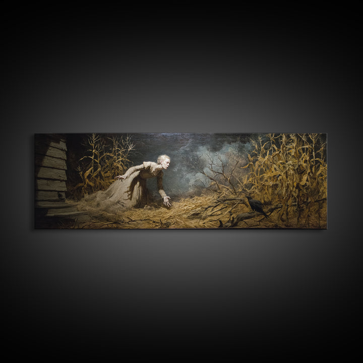 The Possessed Farmhouse, Gothic Nightmare Art, Extra Wide Wall Art, Dark Halloween Decor, Canvas Print, Halloween Wall Art