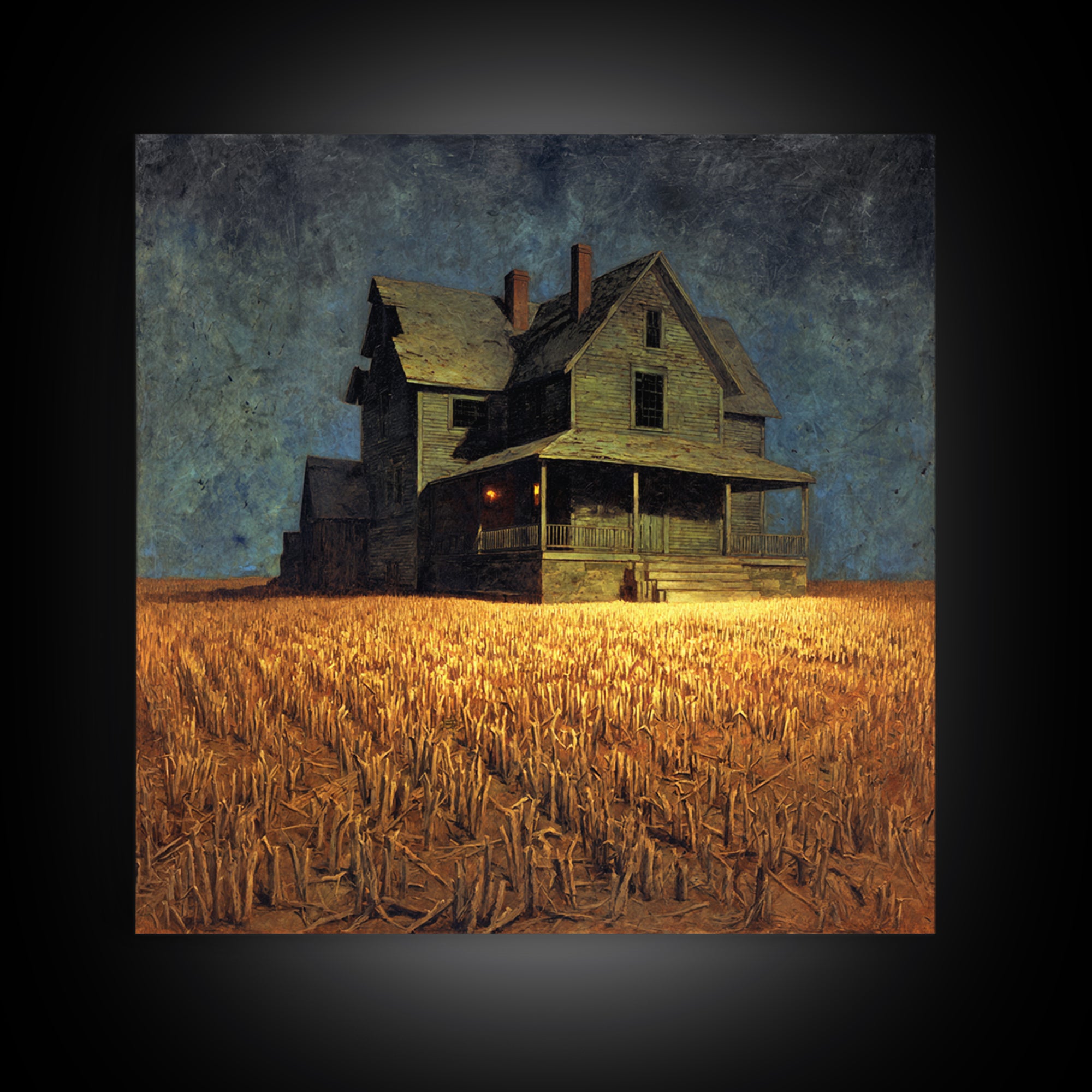The Possessed Farmhouse, Dark Symbolist Art, Square Wall Art, Dark Fantasy Wall Art, Canvas Print, Halloween Wall Art