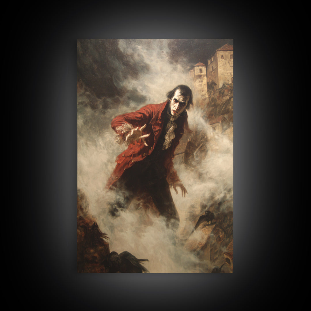 The Vampire Castle, Dark Romantic Horror Art, Vertical Wall Art, Macabre Wall Art, Canvas Print, Halloween Wall Art, Seasonal Home Decor