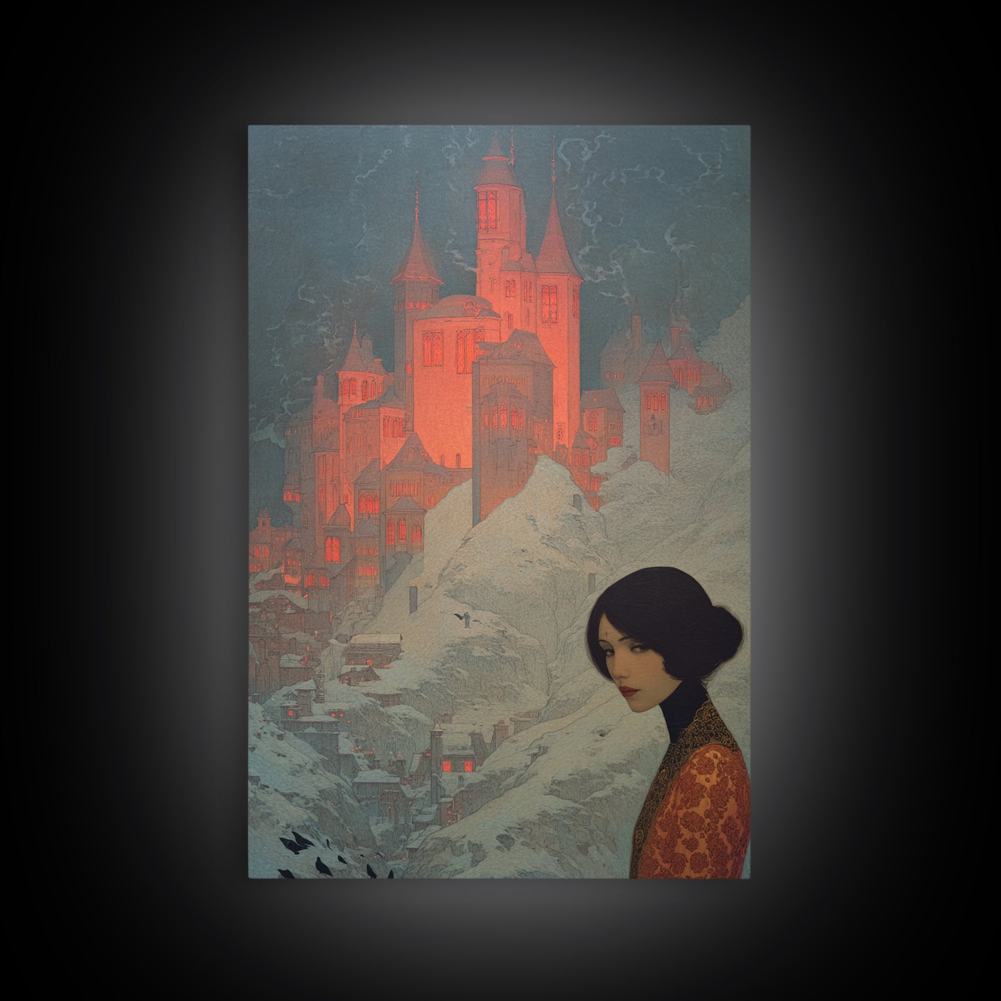 The Vampire Castle, Symbolist Death Art, Vertical Wall Art, Macabre Wall Art, Canvas Print, Halloween Wall Art, Horror Wall Art
