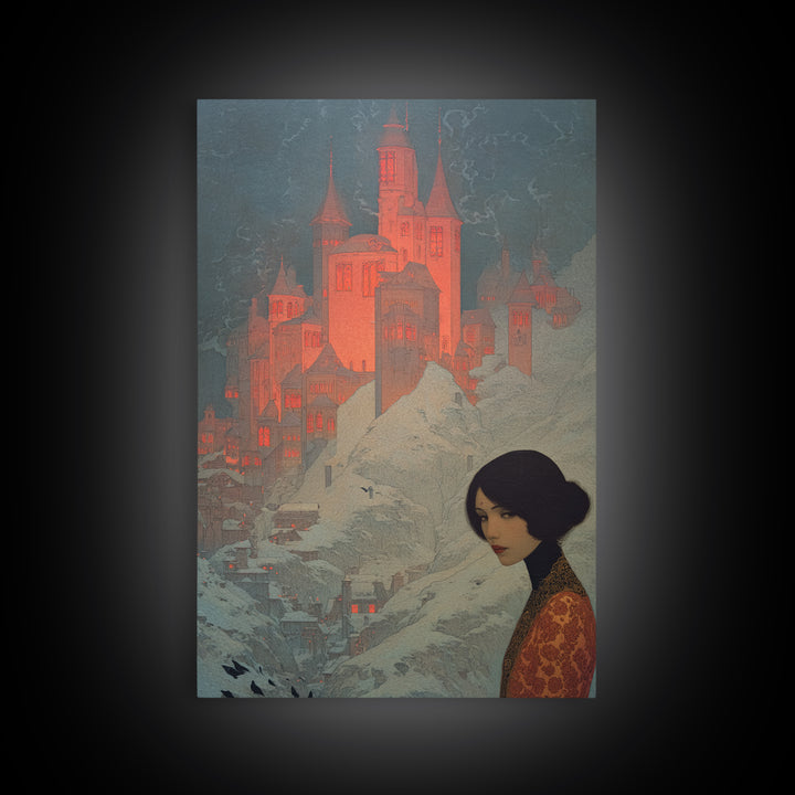 The Vampire Castle, Symbolist Death Art, Vertical Wall Art, Macabre Wall Art, Canvas Print, Halloween Wall Art, Horror Wall Art