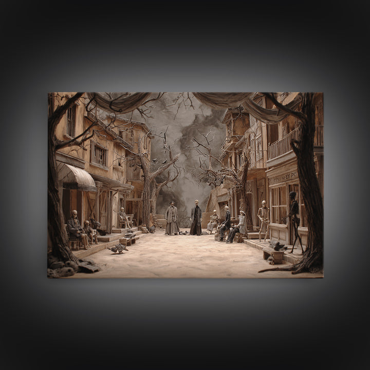 The Ghost Town Main Street, Danse Macabre Art, Landscape Wall Art, Macabre Wall Art, Canvas Print, Halloween Wall Art