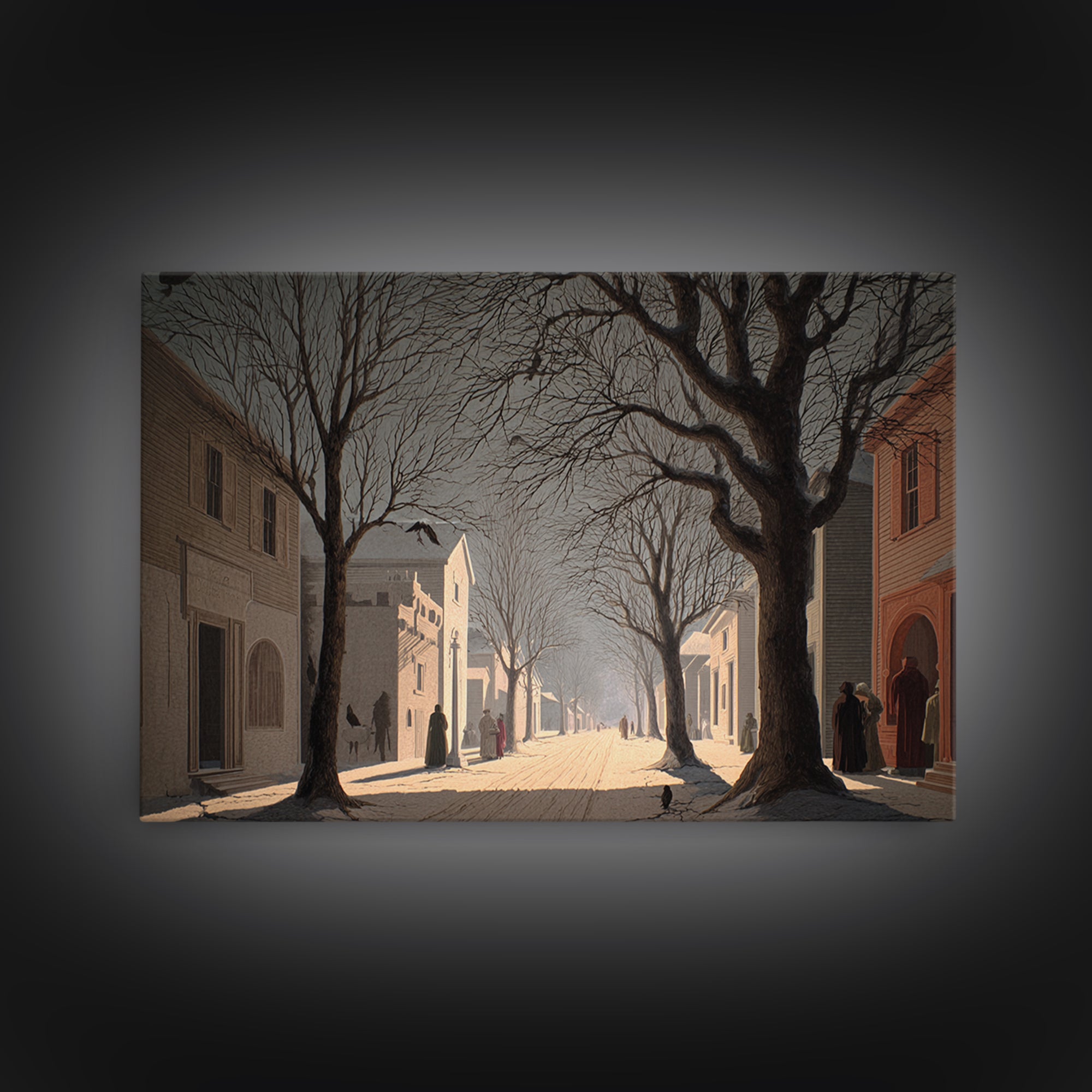 The Ghost Town Main Street, Romantic Gothic Landscape, Landscape Wall Art, Dark Halloween Decor, Canvas Print, Halloween Wall Art