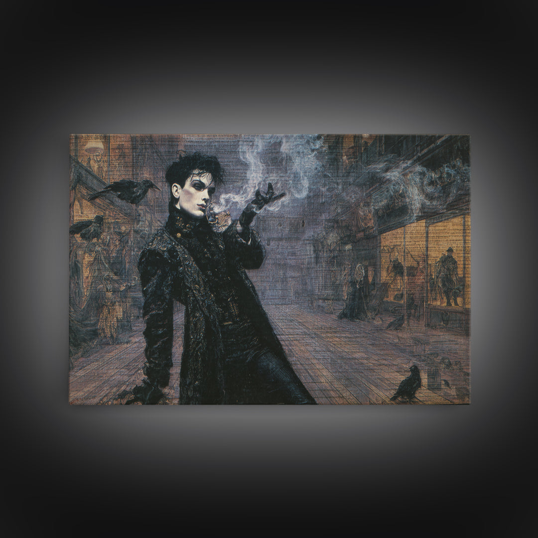 The Ghost Town Main Street, Dark Symbolist Art, Landscape Wall Art, Gothic Horror Wall Art, Framed Canvas Print