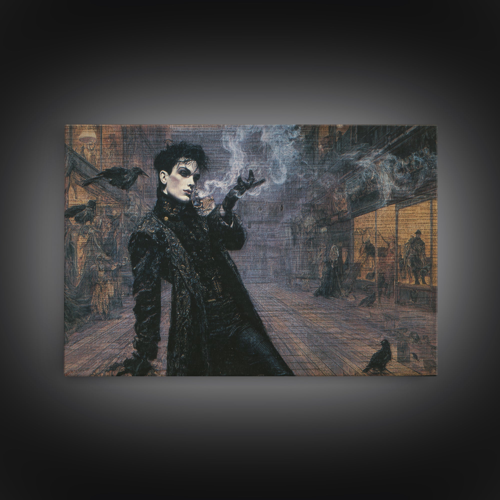 The Ghost Town Main Street, Dark Symbolist Art, Landscape Wall Art, Gothic Horror Wall Art, Framed Canvas Print
