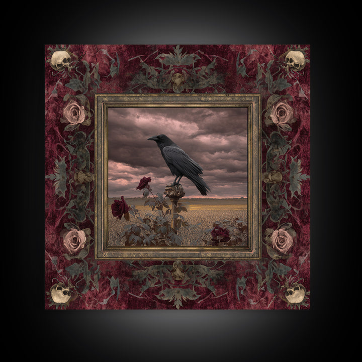 Storm Clouds over an Abandoned Field Canvas Print, Dark Art, Living Room Decor, Fine Art, Nocturne, Luxury Decor, DAR-1x1-14