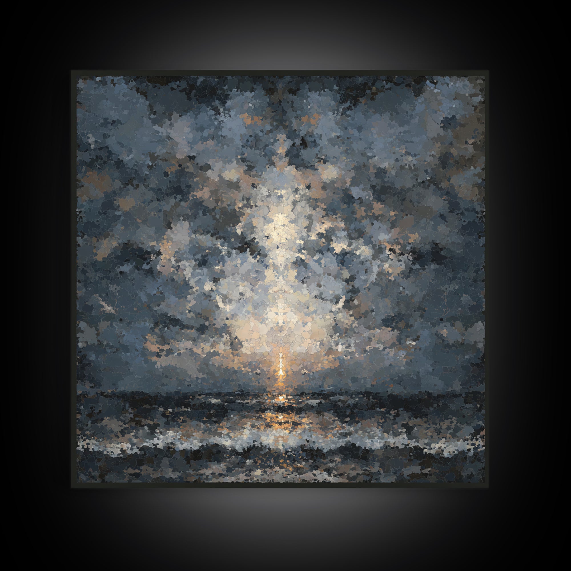 Stormy Sea under a Nearly Black Sky Canvas Print, Dark Art, Fine Art Print, Living Room Decor, Fine Art, Nocturne, Wall Decor, DAR-1x1-5