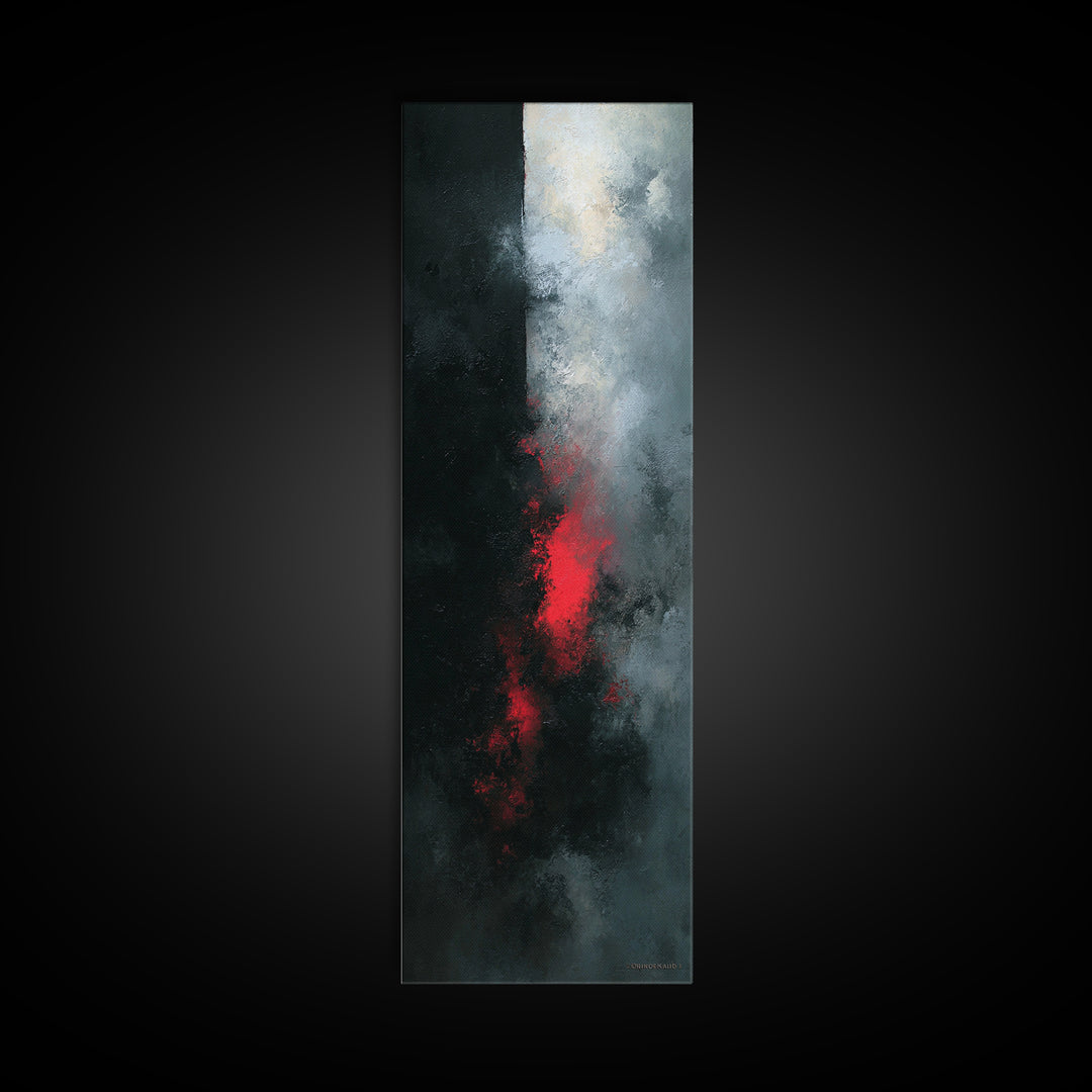 Deep Charcoal Abstract Canvas Print, Dark Art, Gothic Wall Art, Living Room Decor, Nocturne, Spooky Decor, Gallery Decor, DAR-1x3-33