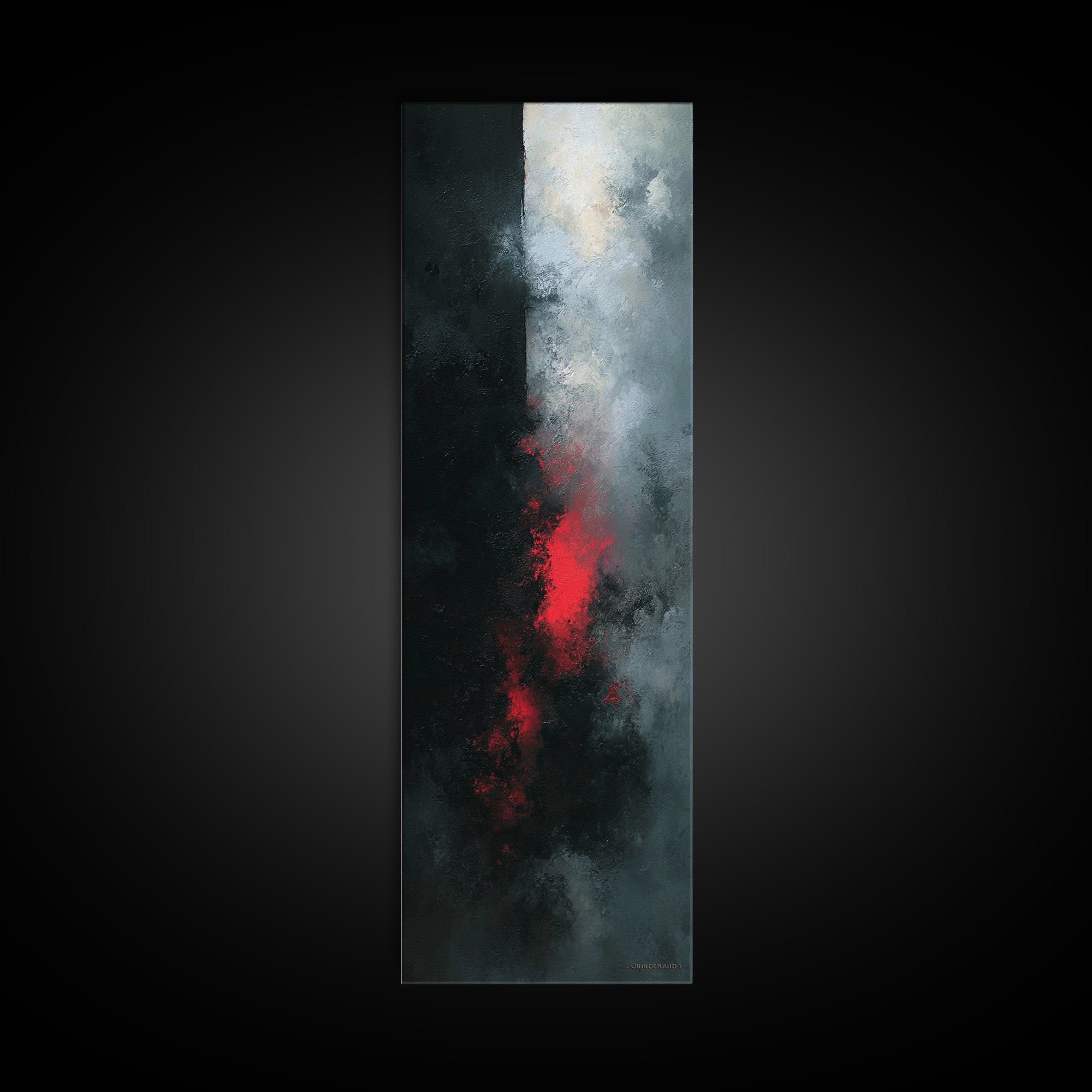 Deep Charcoal Abstract Canvas Print, Dark Art, Gothic Wall Art, Living Room Decor, Nocturne, Spooky Decor, Gallery Decor, DAR-1x3-33