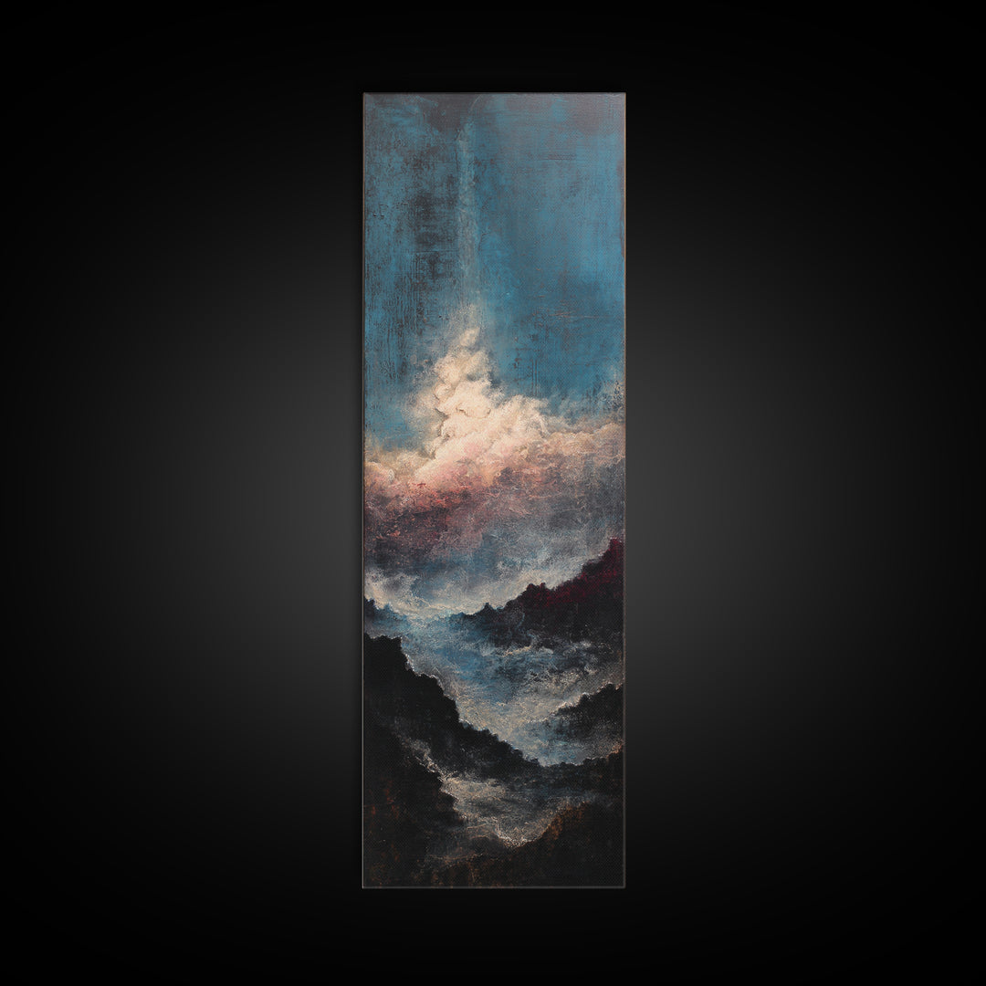 Stormy Sea under a Nearly Black Sky Canvas Print, Dark Art, Fantasy Art, Living Room Decor, Fine Art, Nocturne, DAR-1x3-89