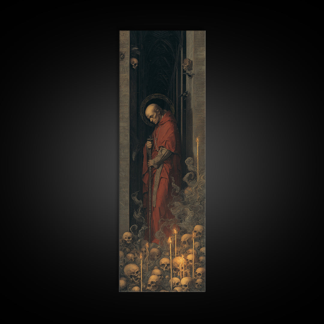 The Endless Catacombs, Dark Renaissance Art, Tall Narrow Wall Art, Macabre Wall Art, Canvas Print, Halloween Wall Art