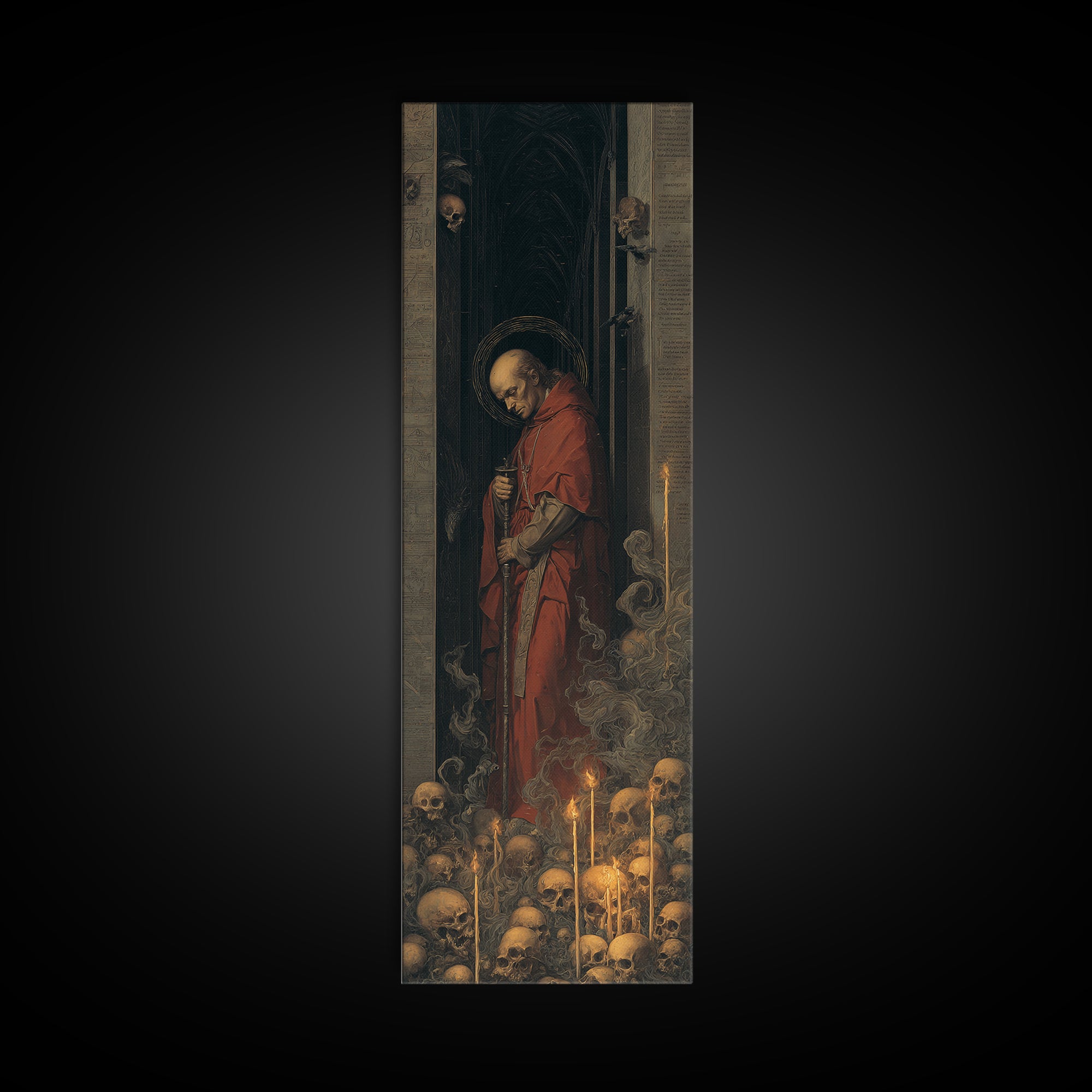 The Endless Catacombs, Dark Renaissance Art, Tall Narrow Wall Art, Macabre Wall Art, Canvas Print, Halloween Wall Art