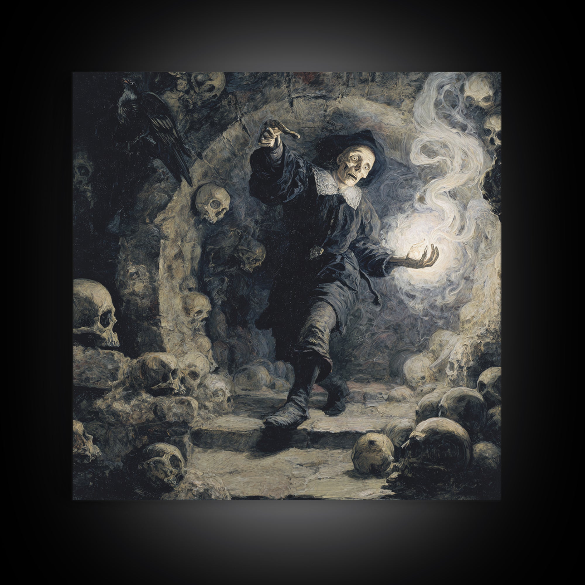 The Endless Catacombs, Danse Macabre Art, Square Wall Art, Macabre Wall Art, Framed Canvas Print, Halloween Wall Art