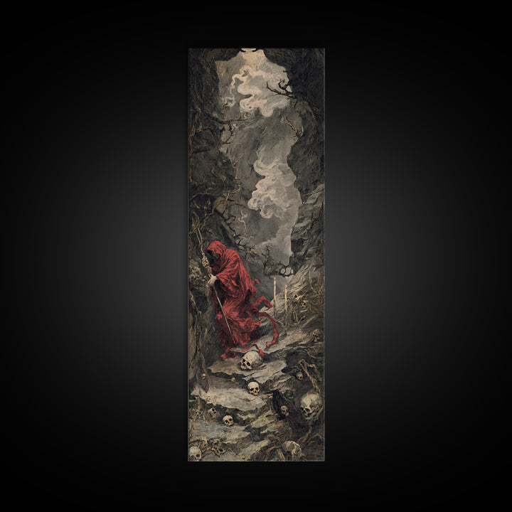 The Endless Catacombs, Baroque Witchcraft Art, Tall Narrow Wall Art, Dark Fantasy Wall Art, Framed Canvas Print, Halloween Wall Art