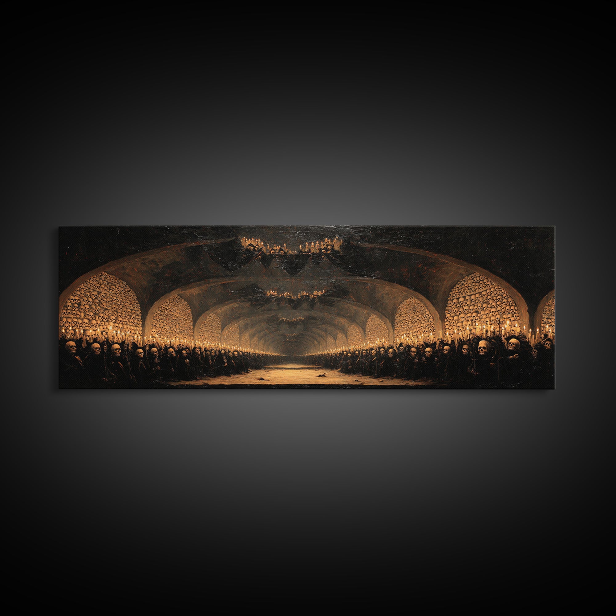 The Endless Catacombs, Dark Romantic Horror Art, Extra Wide Wall Art, Gothic Horror Wall Art, Framed Canvas Print, Halloween Wall Art