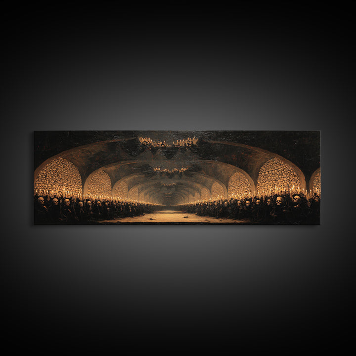 The Endless Catacombs, Dark Romantic Horror Art, Extra Wide Wall Art, Gothic Horror Wall Art, Framed Canvas Print, Halloween Wall Art