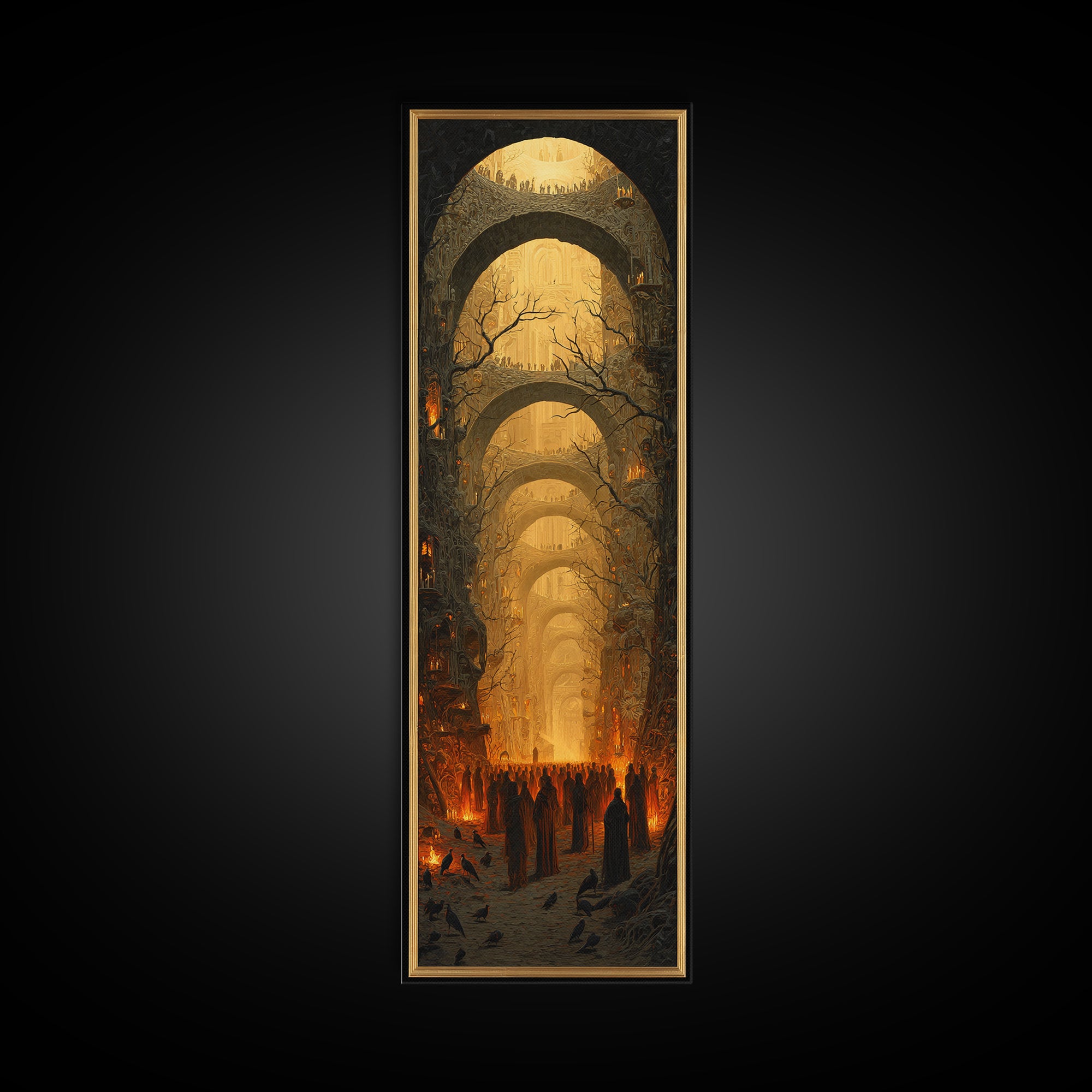 The Endless Catacombs, Surreal Apocalyptic Art, Tall Narrow Wall Art, Dark Fantasy Wall Art, Canvas Print, Halloween Wall Art