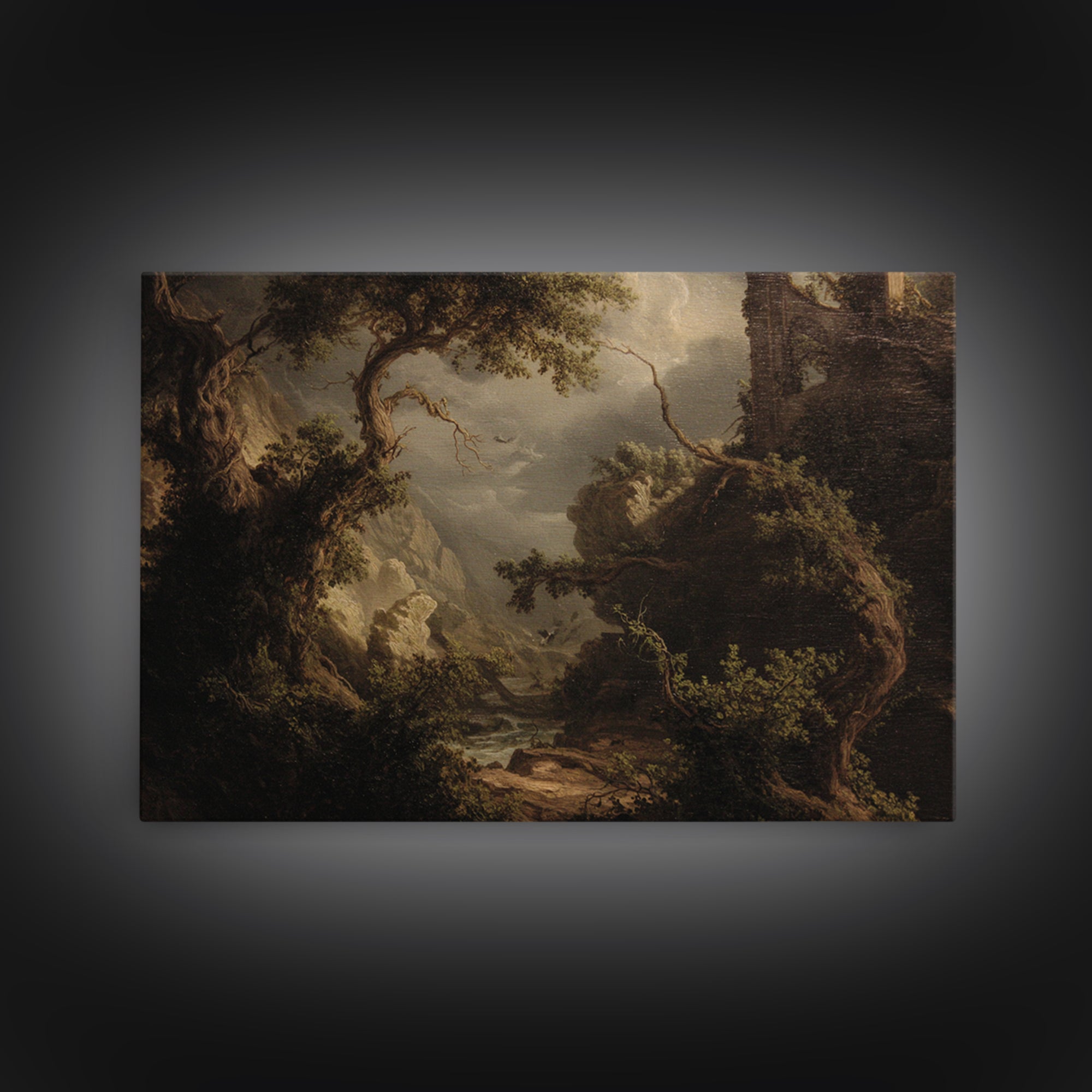 The Overgrown Chapel, Baroque Witchcraft Art, Landscape Wall Art, Dark Halloween Decor, Canvas Print, Halloween Wall Art