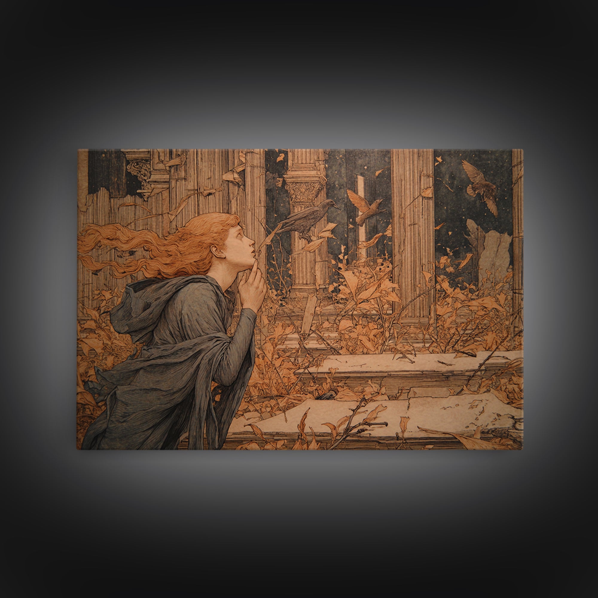 The Overgrown Chapel, Symbolist Death Art, Landscape Wall Art, Gothic Horror Wall Art, Canvas Print, Halloween Wall Art