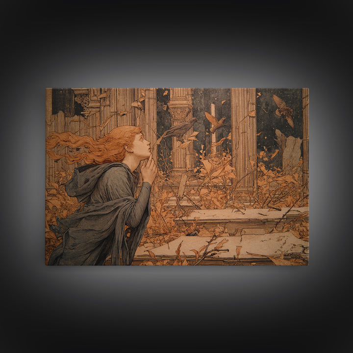 The Overgrown Chapel, Symbolist Death Art, Landscape Wall Art, Gothic Horror Wall Art, Canvas Print, Halloween Wall Art