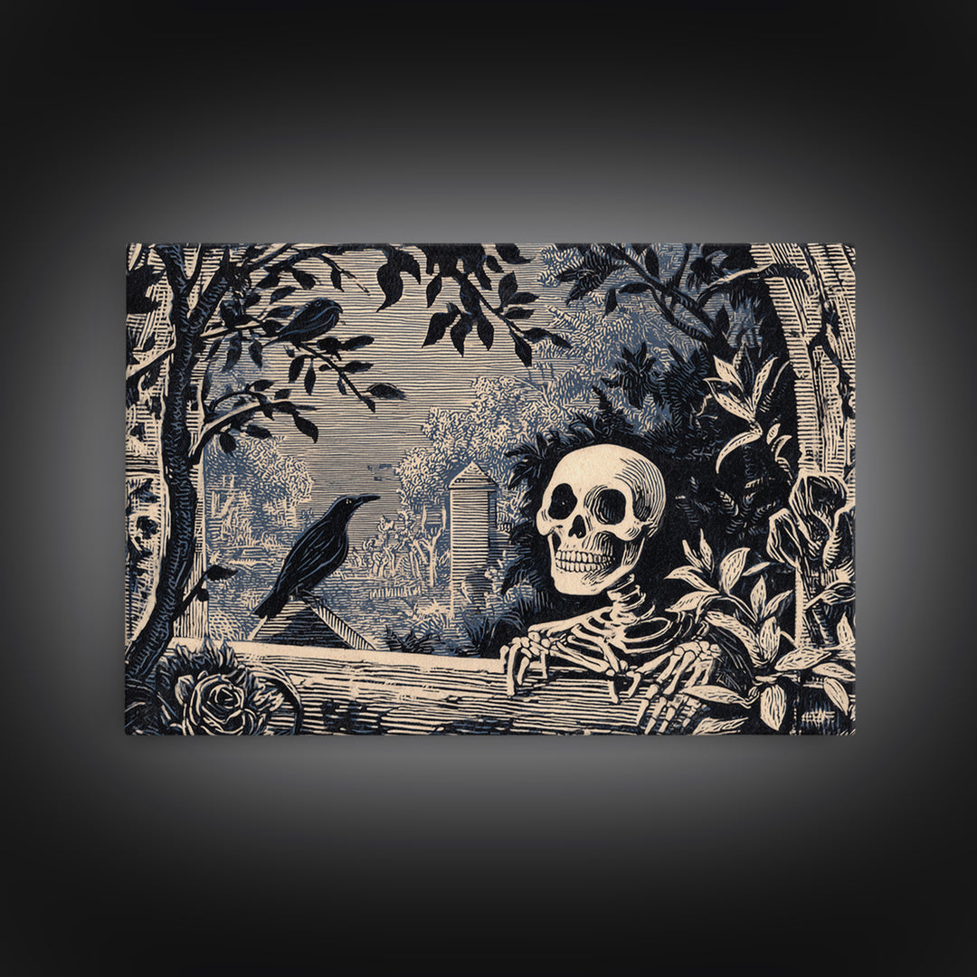 The Overgrown Chapel, Macabre Folk Print Art, Landscape Wall Art, Dark Fantasy Wall Art, Framed Canvas Print, Halloween Wall Art